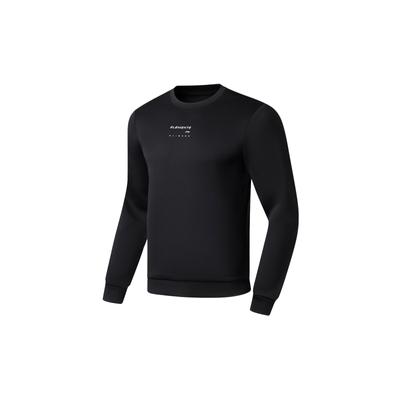 Serie Fitness Tinta Unita Stampa Logo Felpa con Cappuccio Manica Lunga Top da Uomo Nero AWDT035-1