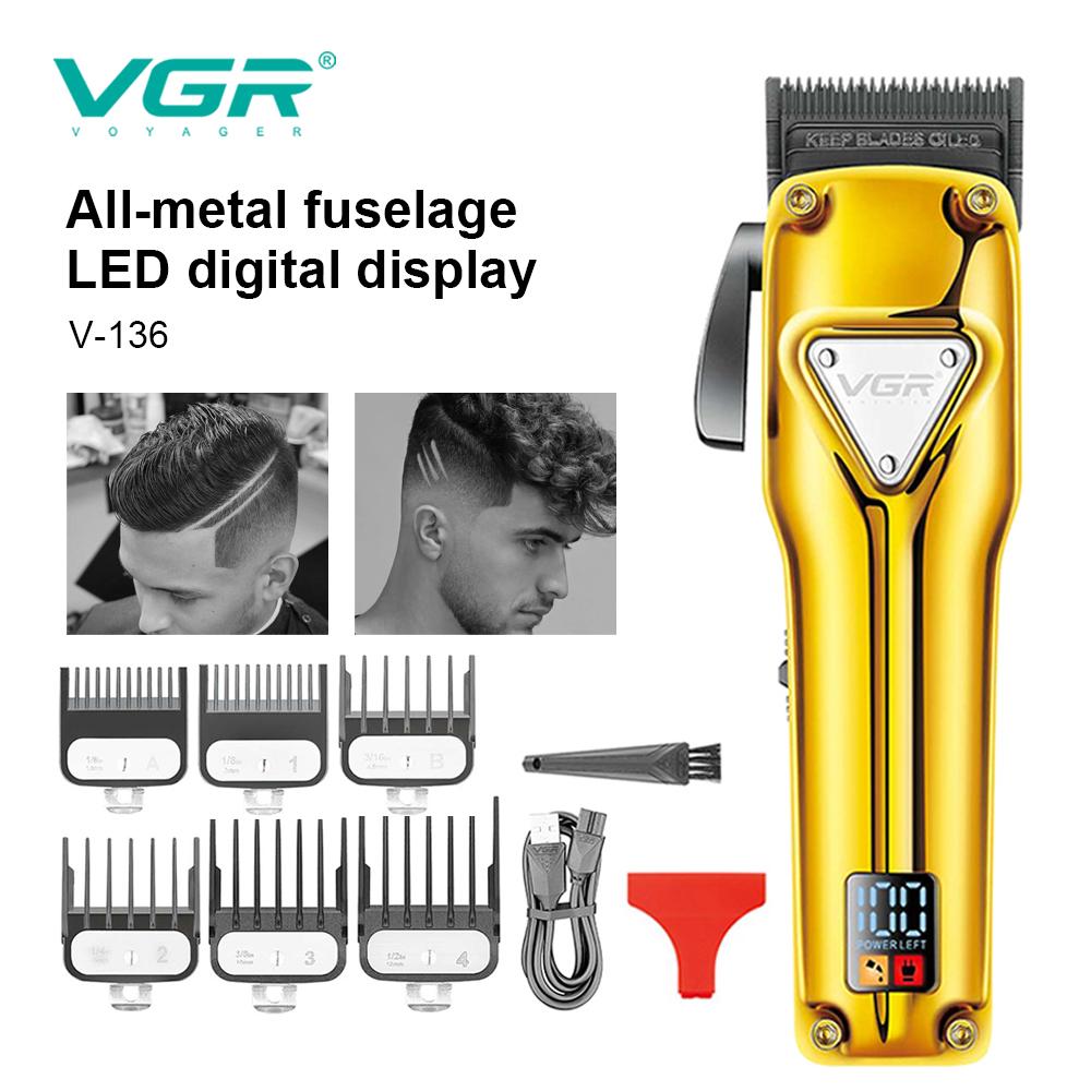 VGR V-140 Metal Housing Hair Cutting Machine Cordless Professional Hair Trimmer for Men Retro Oily Clipper Safe and Skin-friendly USB Rechargeable