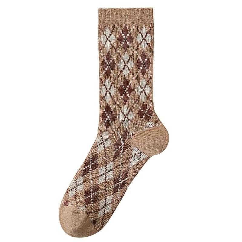 Retrofarbene High-Top-Socken für Damen im Herbst und Winter und Mid-Top-Socken aus gekämmter Baumwolle für Damen im Frühling und Herbst
