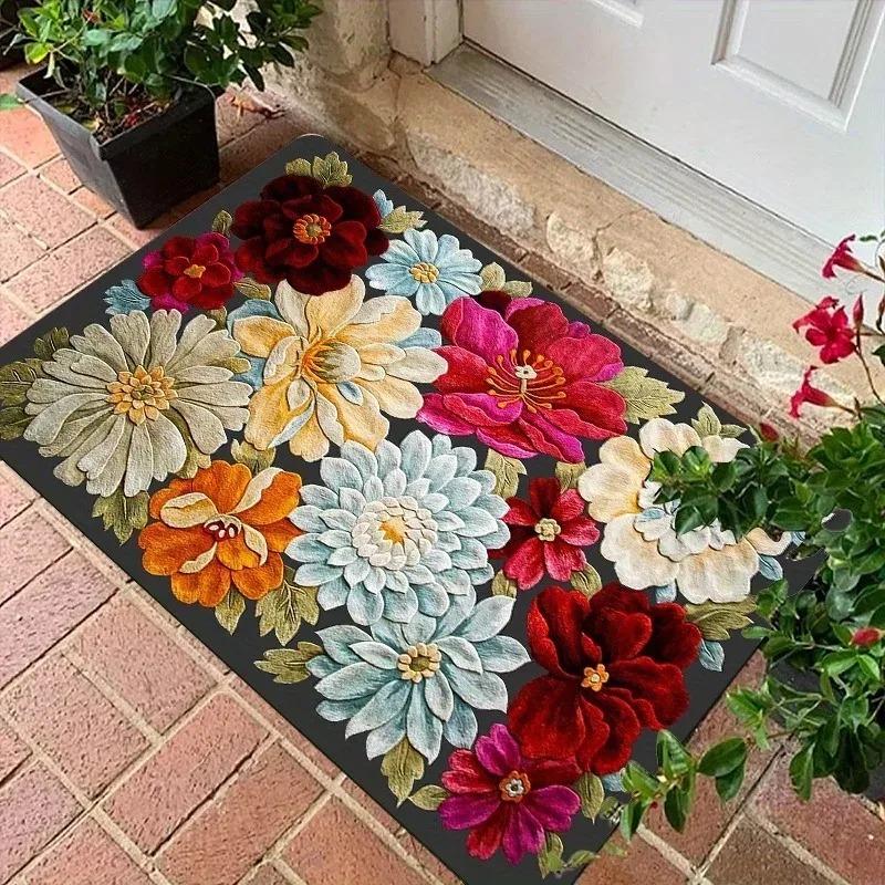1PC Cute Cats Pattern Door Mats Kitchen Rugs Non-Slip Pop Design Living Room Rugs Bath Mat Carpet for Home Sink Laundry Decor