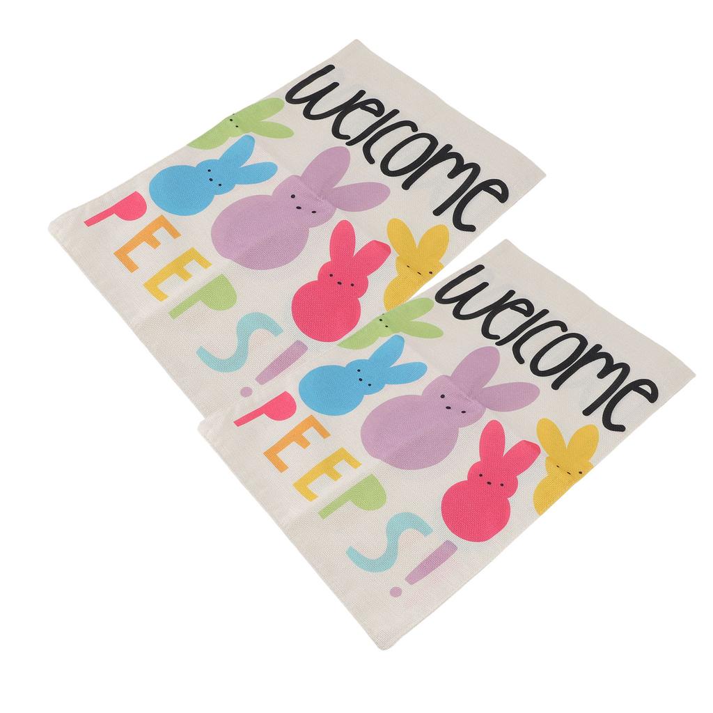 2Pcs Easter Garden Flag Polyester Weatherproof 2 Sided Decorative Bunny Yard Flag for Patio Terrace