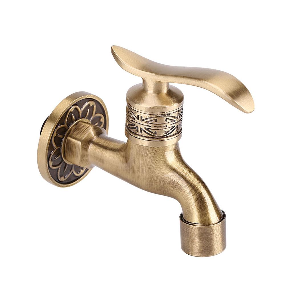 Brass Cold Water Tap for Bathroom, Antique   Wall Mount Laundry Faucet with G1/2 Thrd, Sy Install with Accessories, Grt for Home Washing NaM