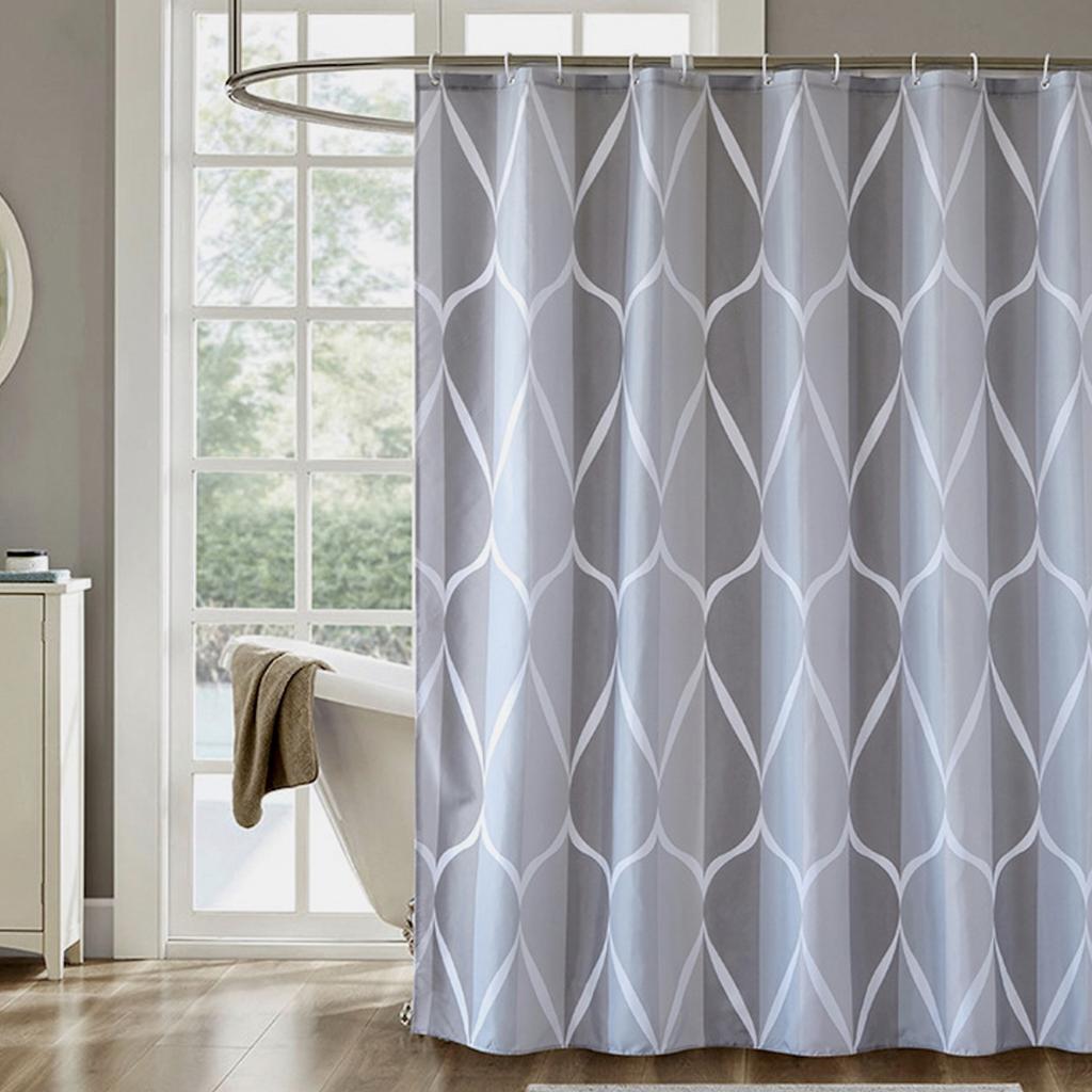 1pc Waterproof Polyester Shower Curtain with Metal Grommets, 180*180cm Durable Fabric Bath Curtain for Bathroom Partitions Decor