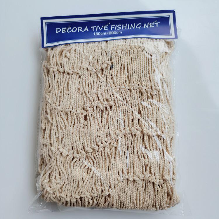 Handmade Cotton Fishing Net Wall Hanging with Shell and Float Decorations