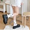 Sweet Girls Leg Warmers Women Ribbed Knit Striped Foot Cover Elegant Bowknot Ruffled Trim Boot Cuffs Footless Calf Socks