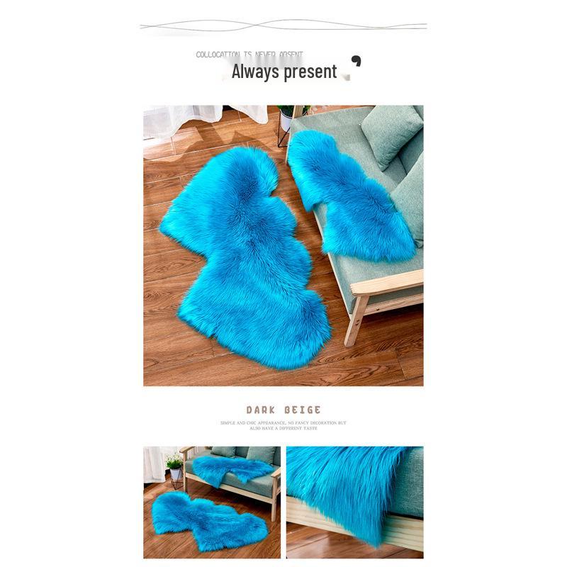 Modern Heart-Shaped Faux Wool Rug – Long Pile Mat for Bedroom & Living Room