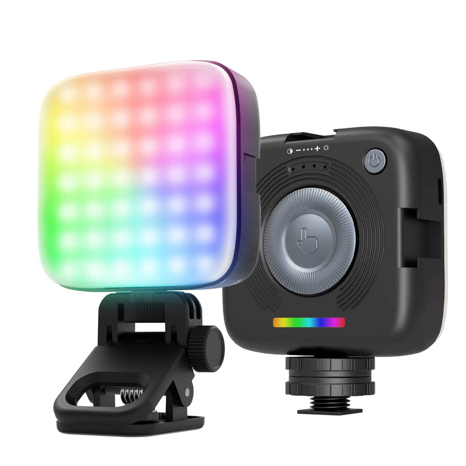 

NEEWER RGB Video Light 126 LEDs Dimmable Full Color Magnet Mount 3000K-9000K CRI80+ Compact Clip-On Mini Panel 2000mAh Rechargeable 3 Cold Shoe 1/4