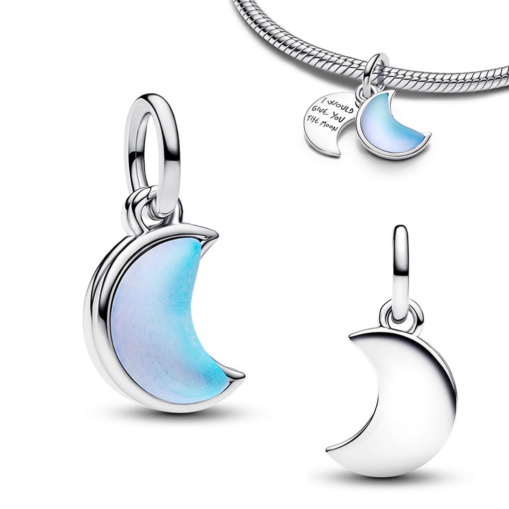 Brandneue Authentische Originale Kupfer Metall Blaue Charm-Perlen-Komponenten Mond Schmetterling Kristallkugel-Perlen-Komponenten Anhänger-Perlen-Komponenten Kompatibel