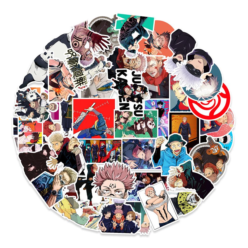 50 Japanese Manga Magic Back Battle Stickers Suitcase Mobile Phone Notebook Water Cup Decoration Stickers