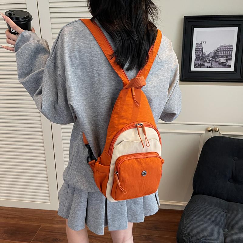Damen Kleiner Rucksack Multifunktionale Brusttasche Kontrastfarbe Outdoor Schulter Umhängetasche