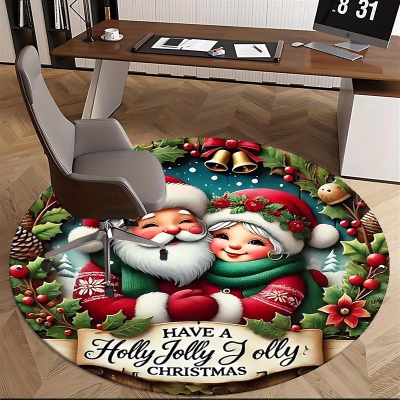 1pc Holly Jolly Christmas Chair Mat: Anime Cartoon Design, Non-Slip Carpet for Office Chair, Home Decor, Living Room, Bedroom, Game Room & Dormitory.J