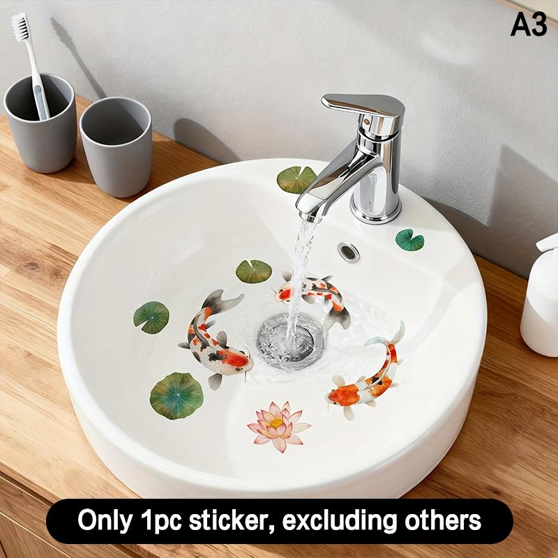 Floral Bathroom Sink Stickers Removable Self-Adhesive Waterproof Bathroom Toilet Decorative Sticker Bathtub Sticker Home Decor
