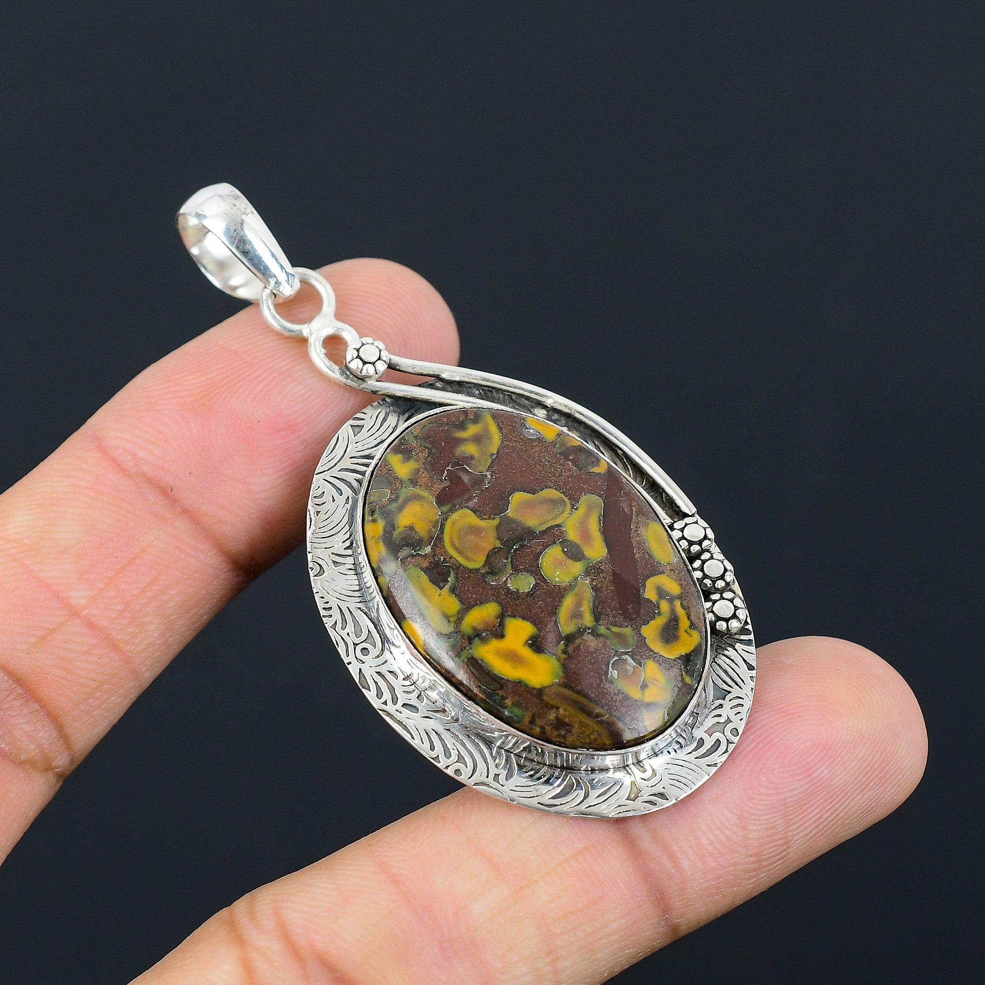 Sisters Day Sale 925 Sterling Silver Fruit Jasper Stone Elegant Pendant Jewelry