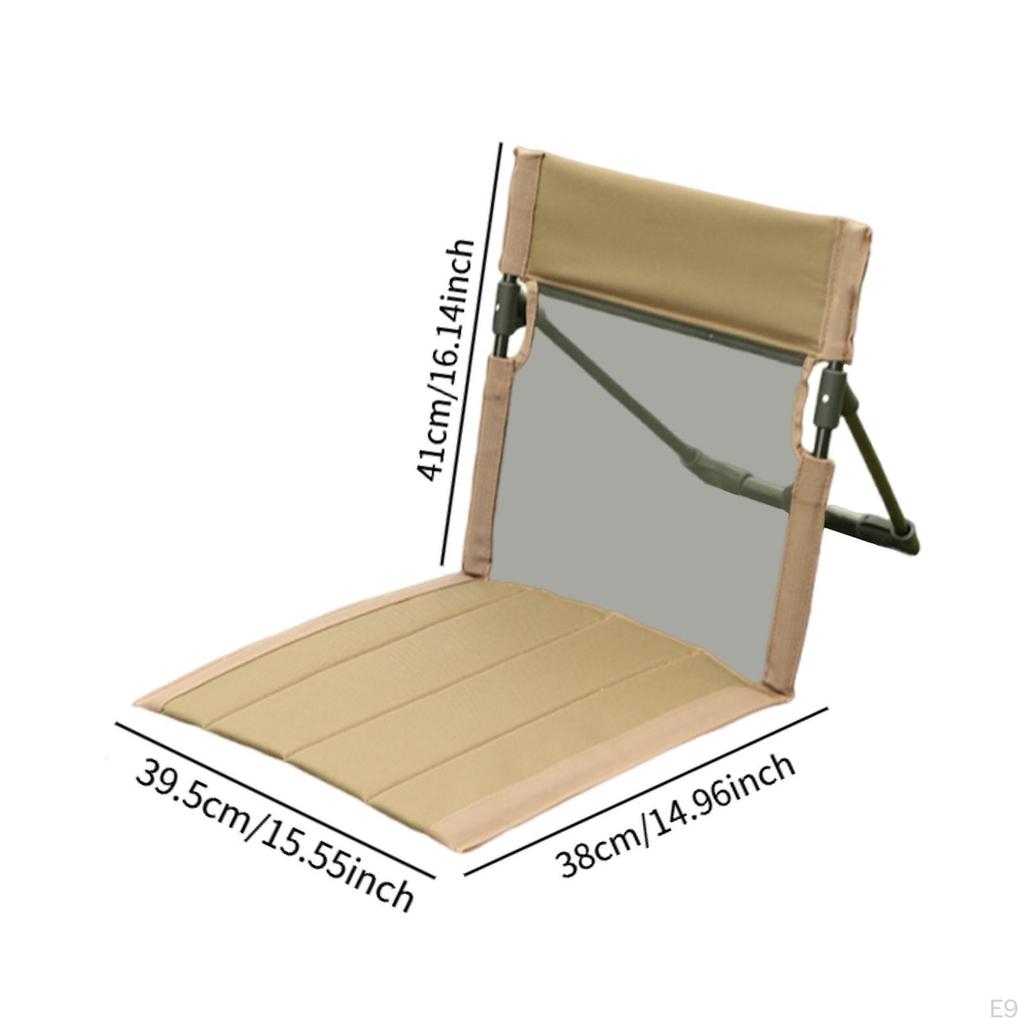 Floor Chair with Back Support Camp Bleacher Cushion Seat Pad Storage Bag Foldable Beach