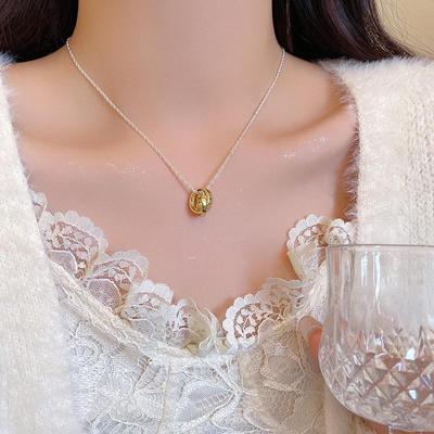 Silver Double Round Pendant Necklace - Elegant, Simple, and Fashionable Clavicle Chain for Women