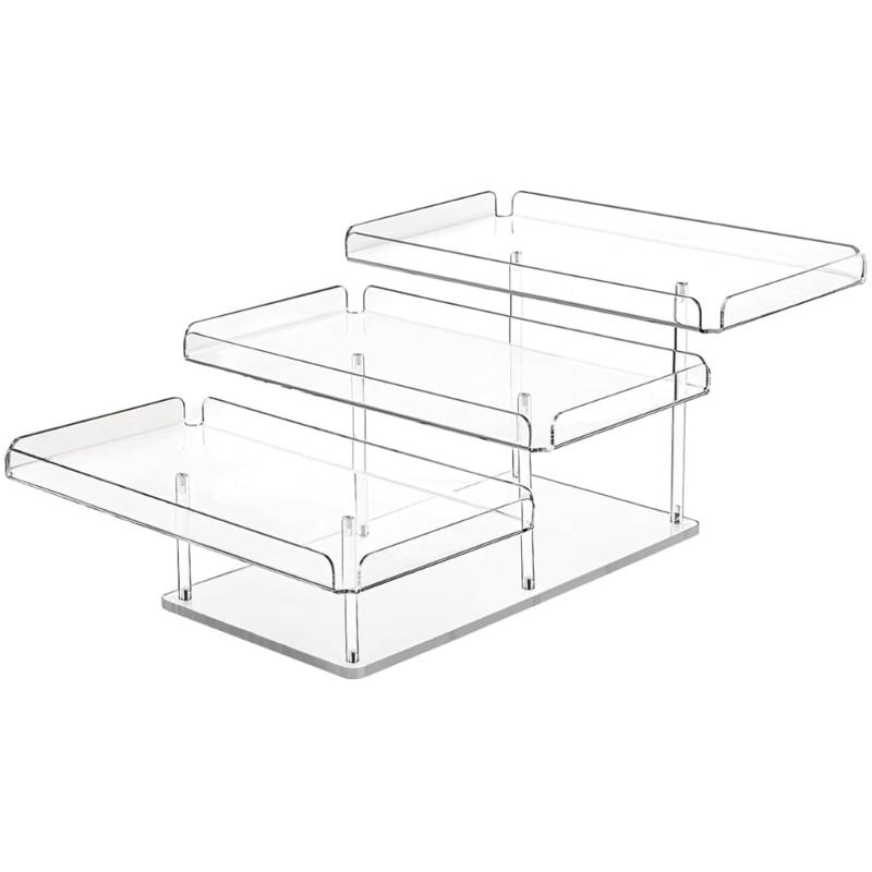 Clear 3 Layer Step Design Serving Tray For Cakes Dessert Display Stable Acrylic Structure Perfect For Celebration Event Home Decors Organizers