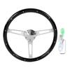 3 Spoke Riveted 6 Hole  Modification Steering Wheel Modification 380mm 15in Wood Vintage Steering Wheel Assembly Walnut Grip