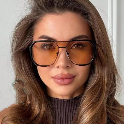 Fashion Women Gradient Sunglasses for Men Big Frame Pilot Sun Glasses Design Anti-Reflective Lunette Eil UV400 Eyewear