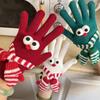Women's Fingerless Touchscreen Cute Cartoon Christmas Red Gloves