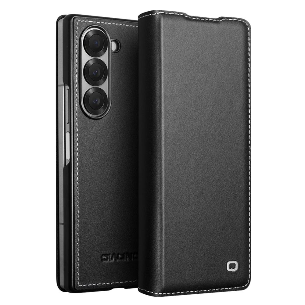 

QIALINO For Samsung Galaxy Z Fold6 5G Case Genuine Cow Leather Flip Phone Cover,Black A