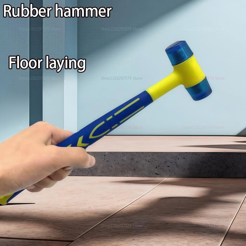 25/35/45mm Rubber Hammer Double Head Multifunctional Double Face Soft Touch Hammer Black Plastic Coated Grip DIY Hand Tool
