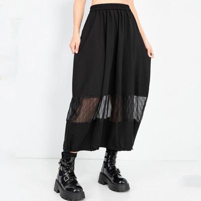 Übergröße Schwarz Hohe Taille Vintage Sommer lässig locker lang für Frau Röcke Damenrock