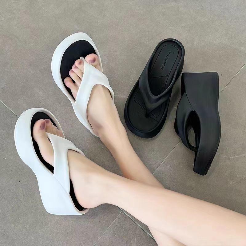 Women Slippers Soft EVA Summer Platform Shoes Girls Beach Flip Flops Thick Sole Female High Heel Street Sandals