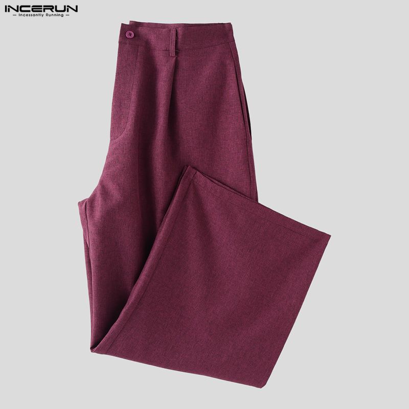 INCERUN Two Pieces Outfits Men Long Sleeve Thin Blazer Long Straight Pants Loose Sets