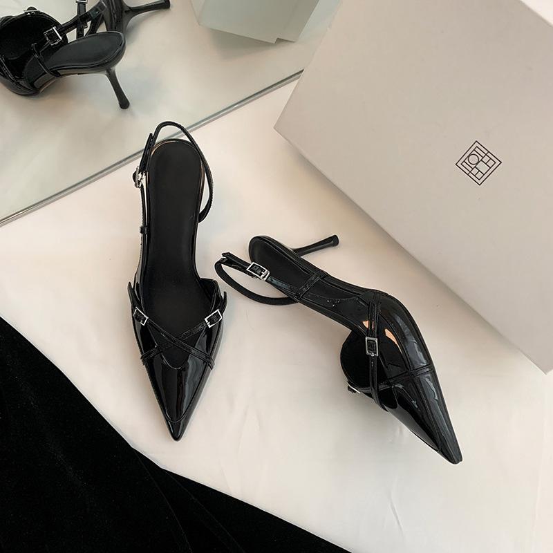 2025 spring and summer new women's shoes fashion pointed head bag head sandals elegant temperament versatile thin heels light mouth shoes high heels