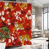 Golden Tiger and Red Blossoms Shower Curtain - Water-Resistant, Easy To Clean, Adds an Exotic and Bold Touch To Your Bathroom