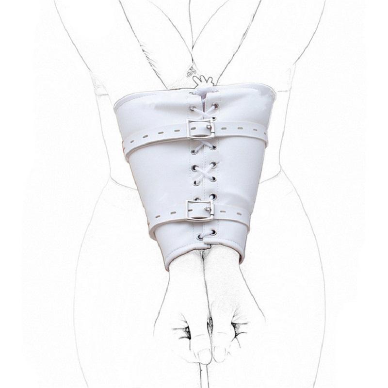 BDSM Bondage Leg/Arm Binder,Behind Back Straight Jacket,SM Leather Armbinder Restraint Slave Lockable Glove With Shoulder