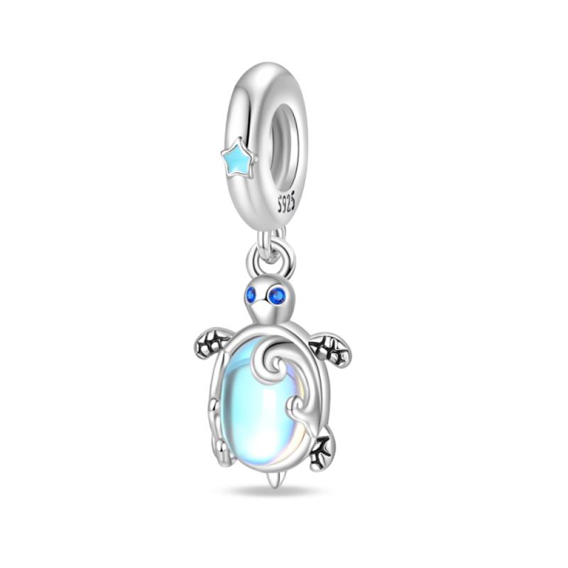 Copper Jellyfish Dolphin Turtle Starfish Shell Luminous Ocean Series Charms Beads Fit 3Mm Original Bracelets Diy Jewelry