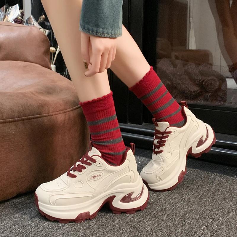 Women's Sports Shoes All Year Round Thick-soled Tennis Shoes Women's Casual Mesh Height Increase Zapatillas De Deporte
