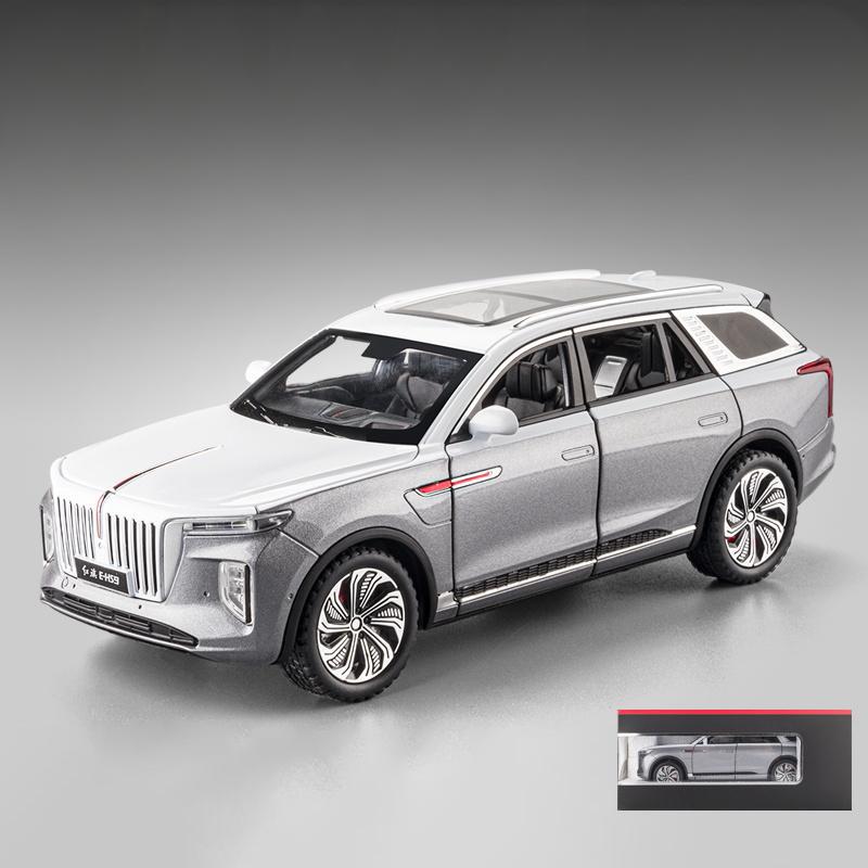 1/24 Hong Qi E-HS9 Pure Electric Large SUV Alloy Metal Diecast Model Home Display Decoration Ornaments Sound and Light Birthday