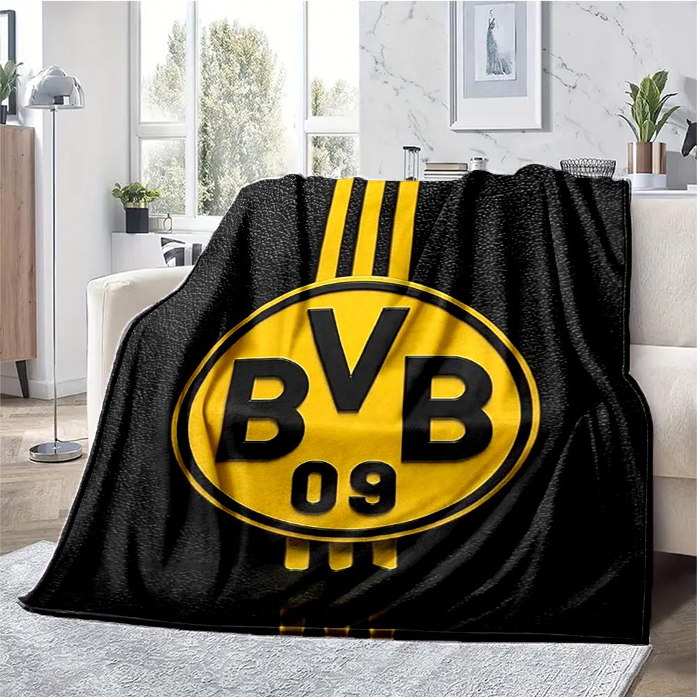 Borussia Dortmund Thema Bedruckte Decke - Perfekt für Sofa, Bett, Reisen & Outdoor-Nutzung | Maschinenwaschbar, Gemütlich & Langlebig.