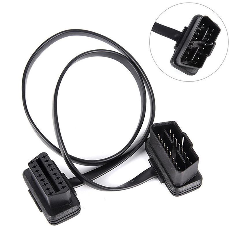 60Cm Flat And Thin Obd2 16-Pin Extender Male To Female Obd 16-Pin Adapter Elbow Elm327 Automotive Detection Cable
