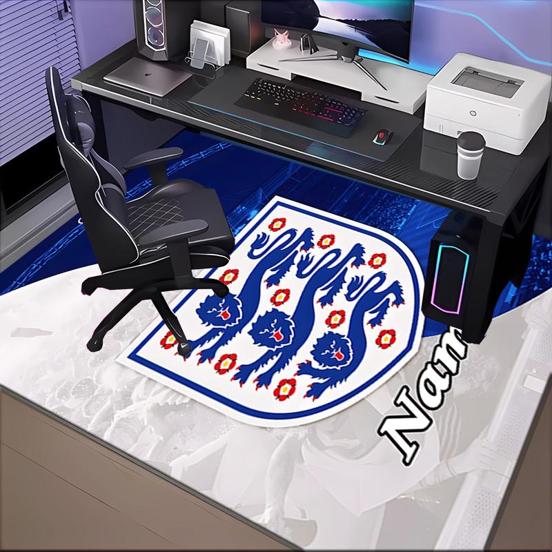 Custom Name England Football Crest Rug Game Carpet, Floor Mat for Bedroom Living Room Entryway Rug, Home Decor Idea Gift for Christmas Birthday