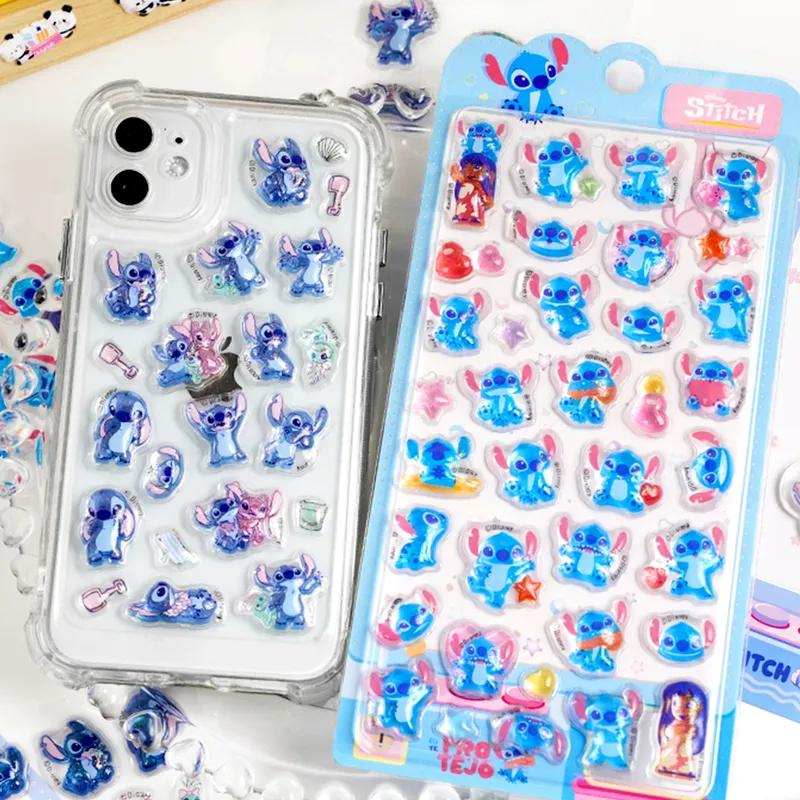 Genuine Stitch 3d Stereo Crystal Sticker Cute Cartoon Hand Account DIY Stickers Phone Cases Decorative Water Cup Stickers