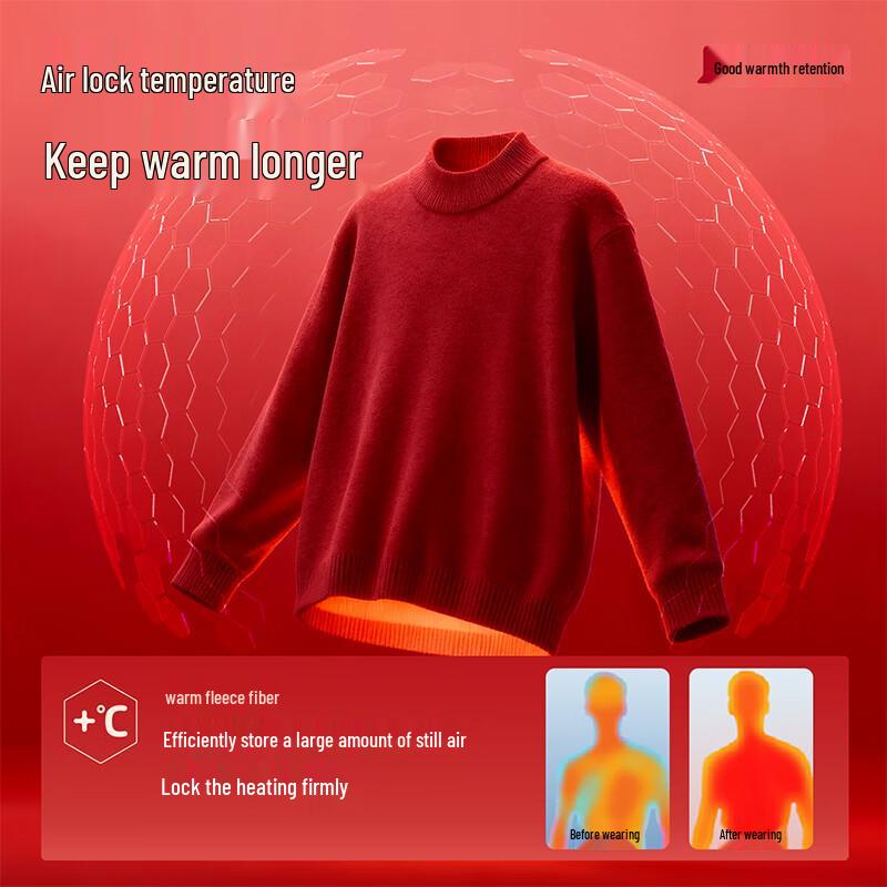 Warrior Men's Winter New Year Fleece-Lined Knit Sweater