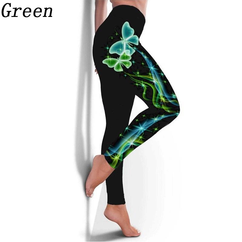 Pantaloni da Yoga Stampati a Farfalla Donna Vita Alta Sollevamento Fianchi Pantaloni da Ginnastica Vestibilità Slim Leggings Taglie Forti Fitness Gamba Sottile Leggings Stampati Sportivi Pantaloni da Yoga