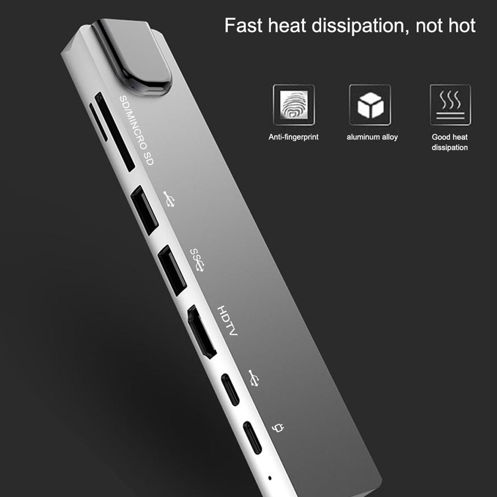 8 IN 1 USB C Hub Type C Docking Station Multiport Adapter with 4K HD RJ45 Ethernet USB 3.0 PD Charging Port SD TF Card