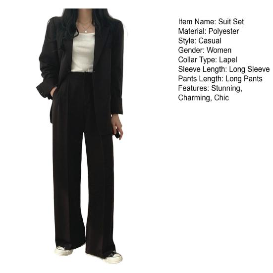 Business Casual Outfits für Damen Cropped Blazer Jacken Weitbeinige Hosen Anzug Set Herbst 2-teiliges Arbeitsbüro-Set