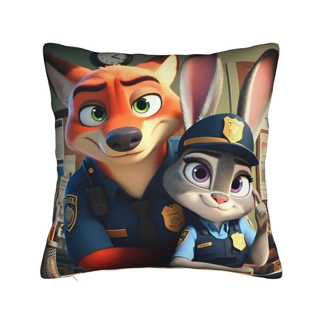 Zootopia 2 Animated Film Square Pillow Cases Buddy Cop Comedy Cushion Covers Creative Zipper Decor Pillowcase for Sofa 45*45cm