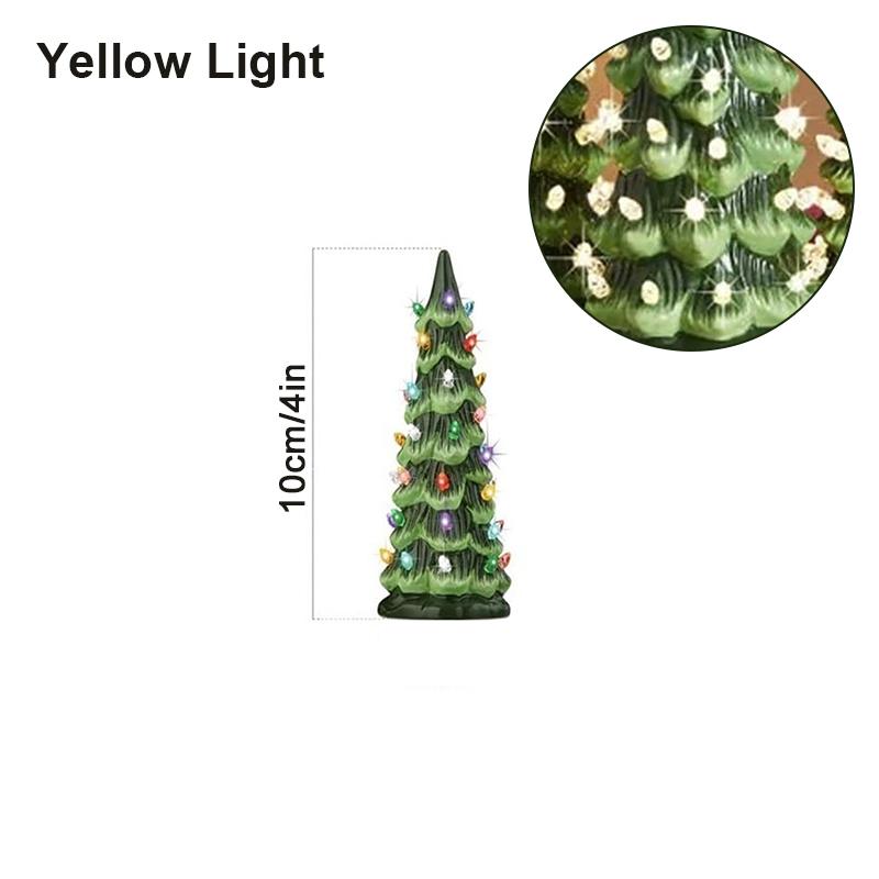 Árvores de Natal de Mesa Retrô Pintadas à Mão com Timer, Árvores de Natal que Acendem, Árvore de Natal de Mesa com Luzes
