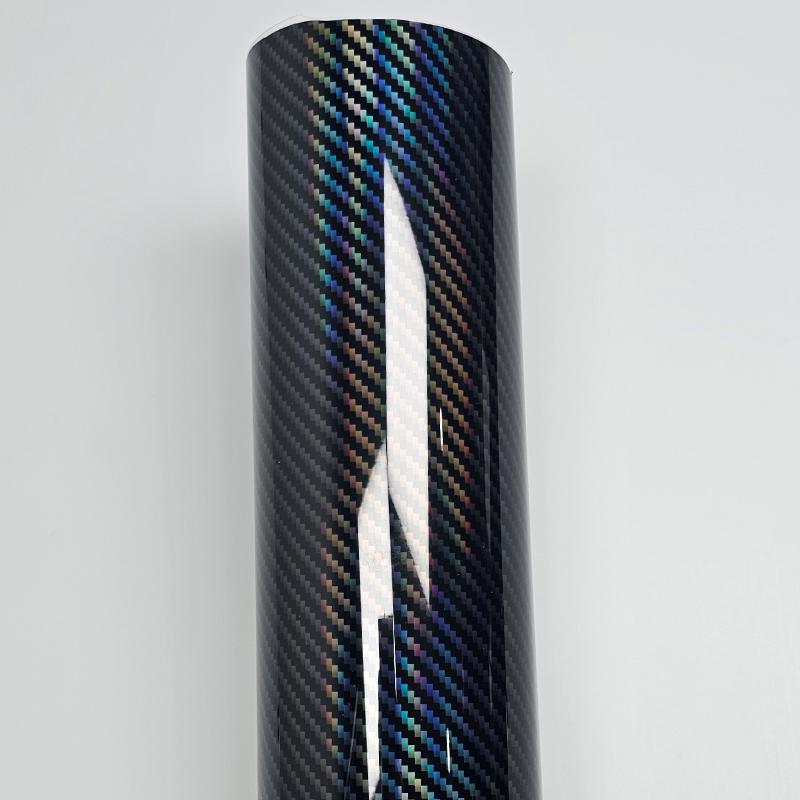 Aufkleber für Autoaufkleber Hochglänzend Regenbogen Kohlefaser Schwarz Klebevinyl für Motorrad-Außenzubehör Automobile