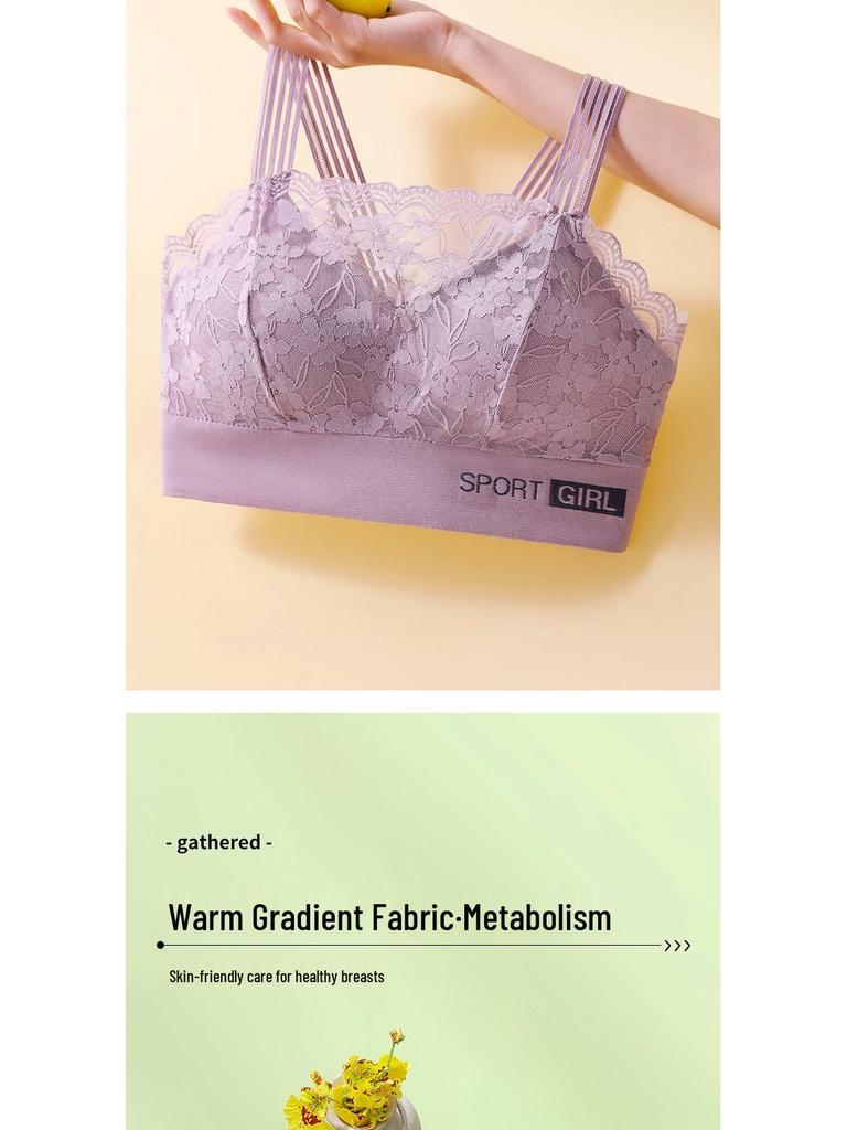 Plus Size Lace Back Tank Bralette with Chest Pads - Minimizing and Anti-Exposure Base Layer