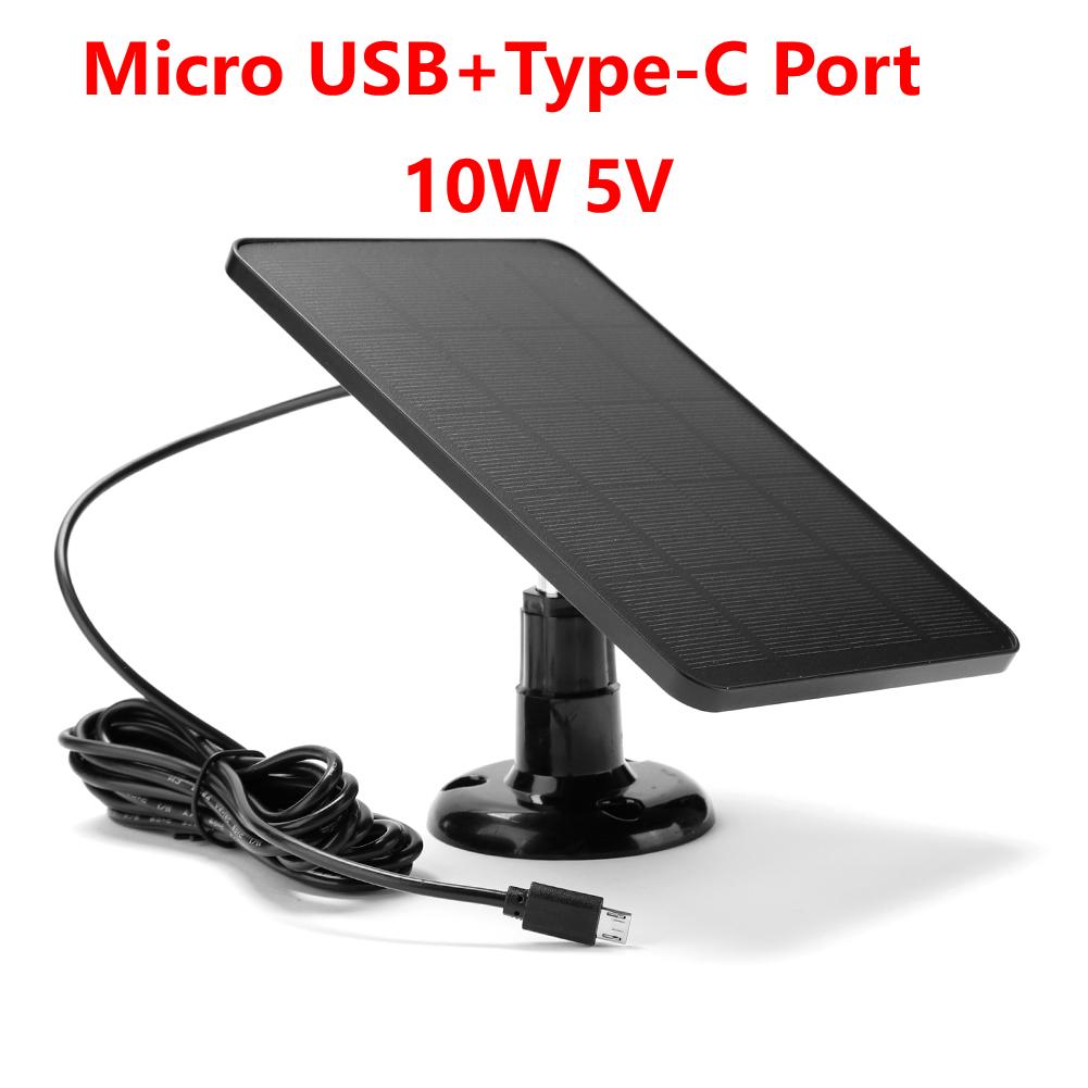 10W/20W 5V Solar Panel Outdoor Solar Cells Charger USB/Type-C Solar Panels Waterproof Solar Cells Charger for Security Camera
