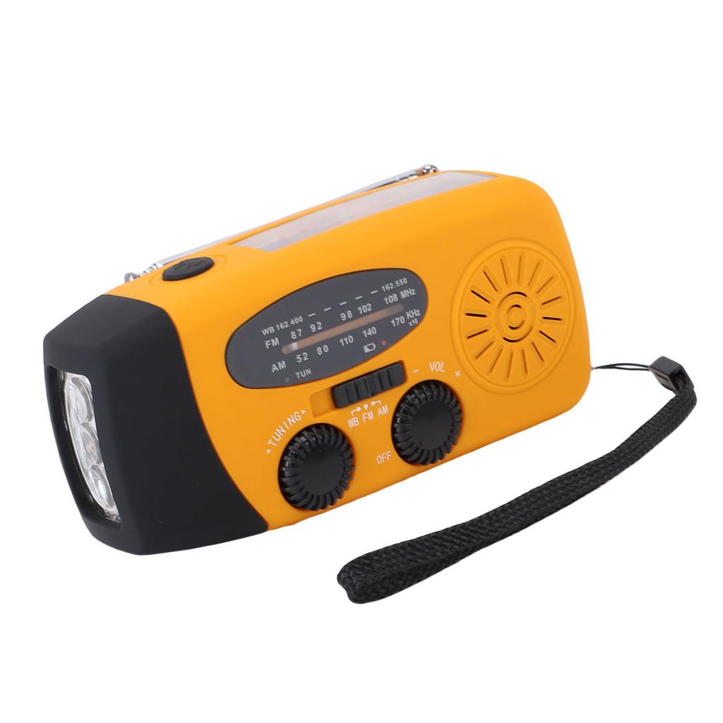 Solar Emergency Radio Hand Crank Portable NOAA Weather Radio with AM FM LED Lights SOS Alarm Cell Phone Charger for Indoor Outdoor Orange