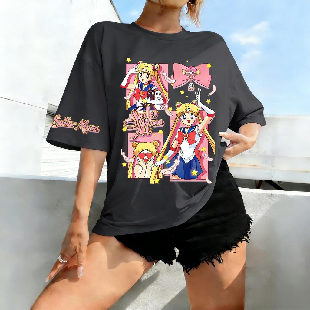 Oversized Vintage Sailor Moon Anime T Shirt Unisex Women Short Sleeve Tee Summer Graphic Print Streetwear Casual Tops Kids Unisex
