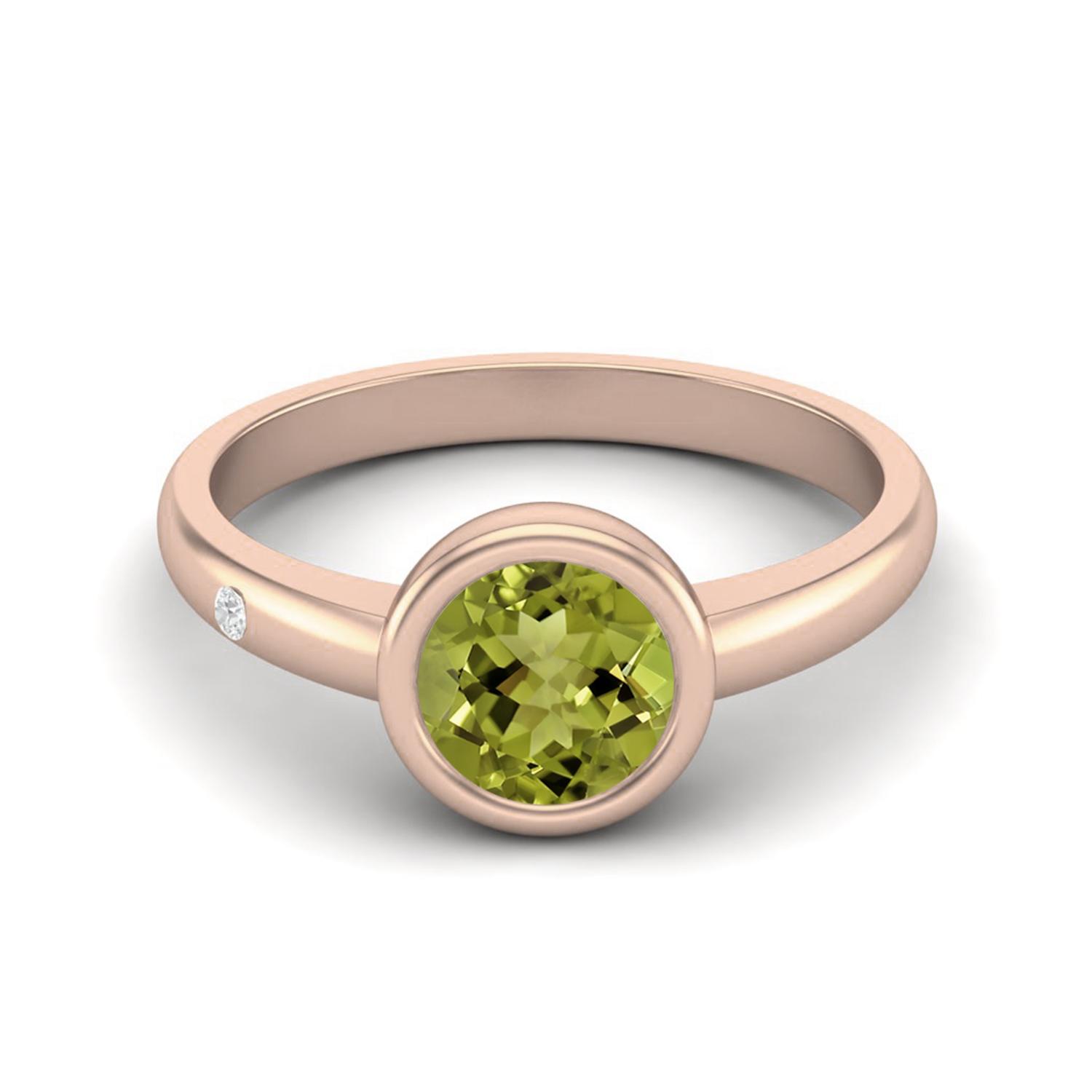 0.85 Ctw Round 925 Sterling Silver Rose Vermeil Peridot Solitaire Women Wedding Ring 11